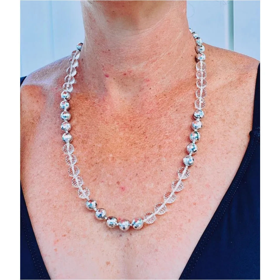 Vintage Estate Jewelry Necklace Rock Crystal/Silver Beads 1920S