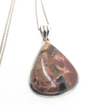 Vintage Fancy Red Jasper vintage sterling silver pendant necklace 925