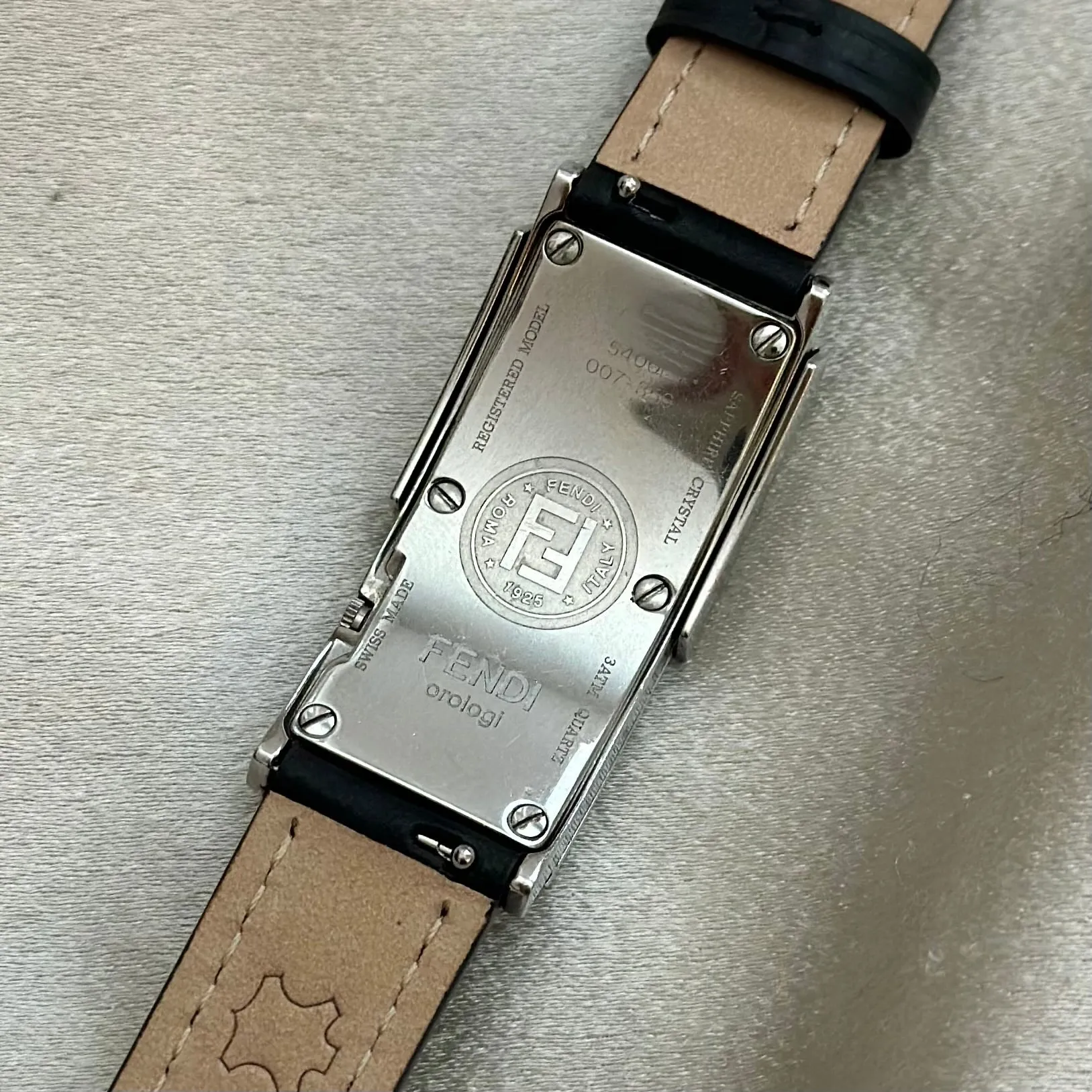 VINTAGE FENDI HIDDEN DIAL BLACK LEATHER WATCH