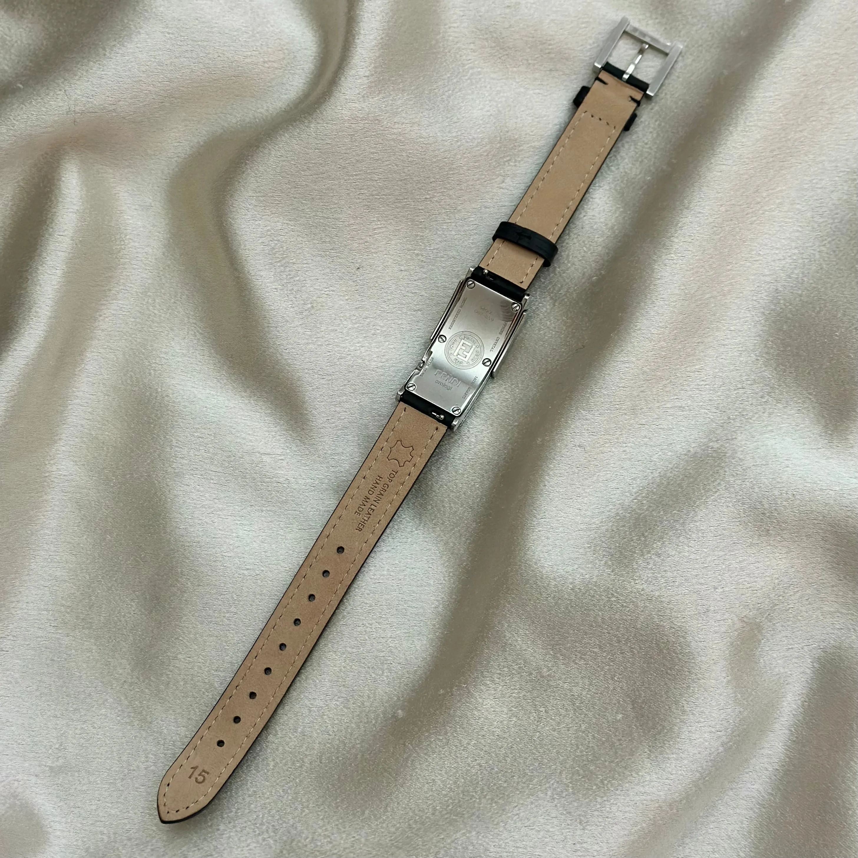VINTAGE FENDI HIDDEN DIAL BLACK LEATHER WATCH