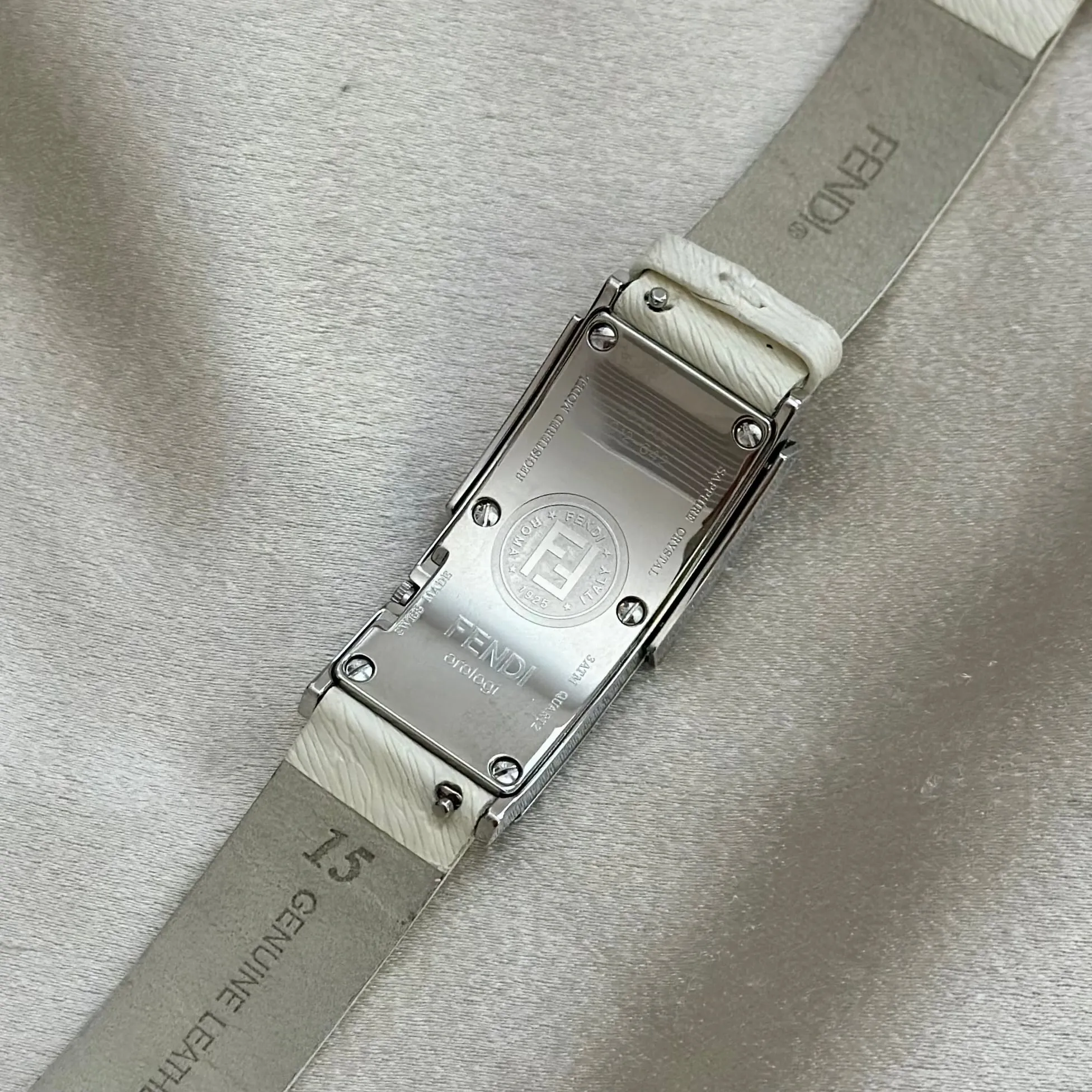 VINTAGE FENDI HIDDEN DIAL WHITE LEATHER WATCH