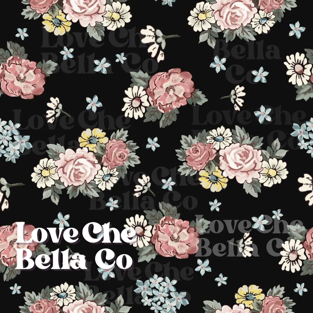 Vintage floral bouquets - Black