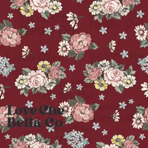 Vintage floral bouquets - burgundy