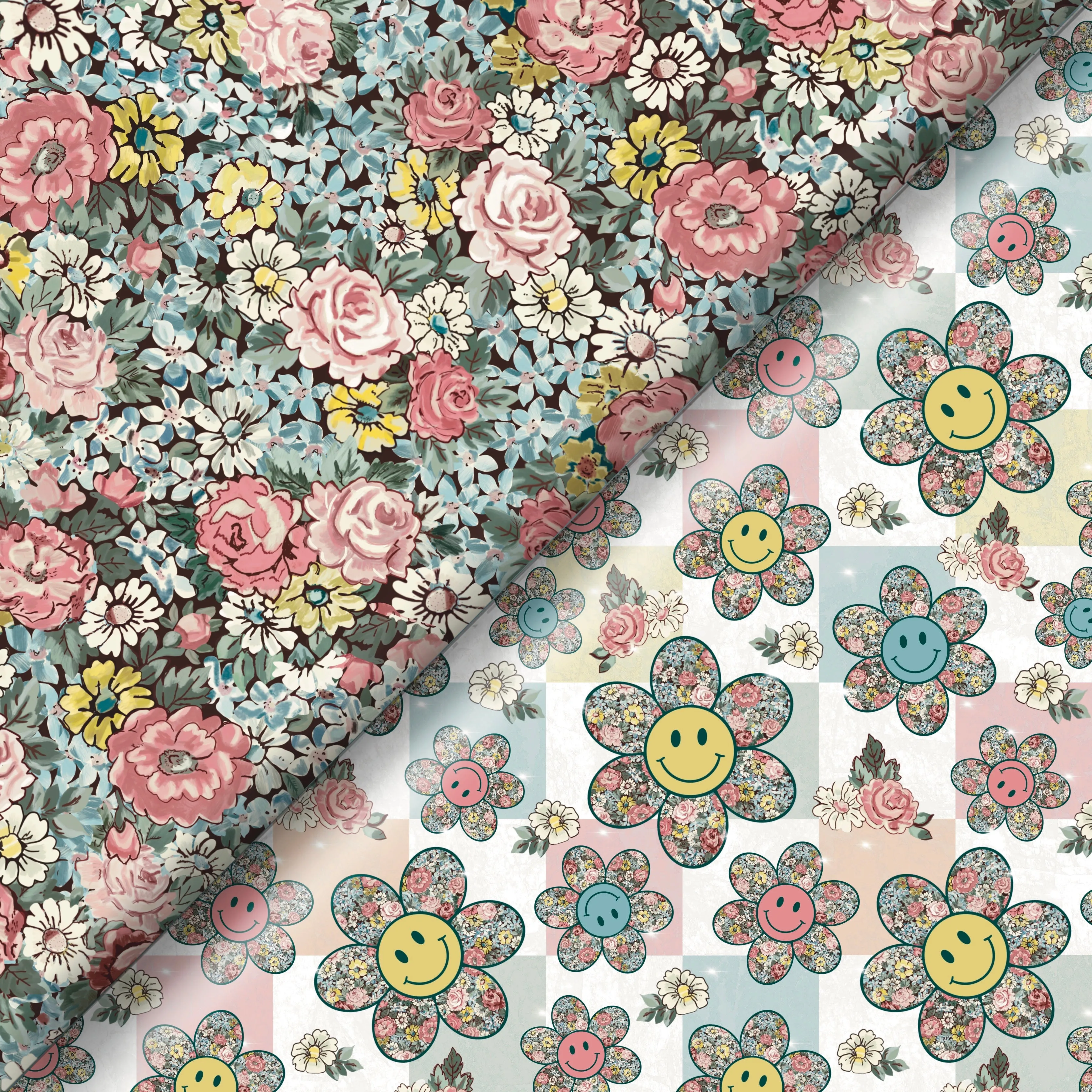 Vintage floral / checkered smiles  - Seamless Files