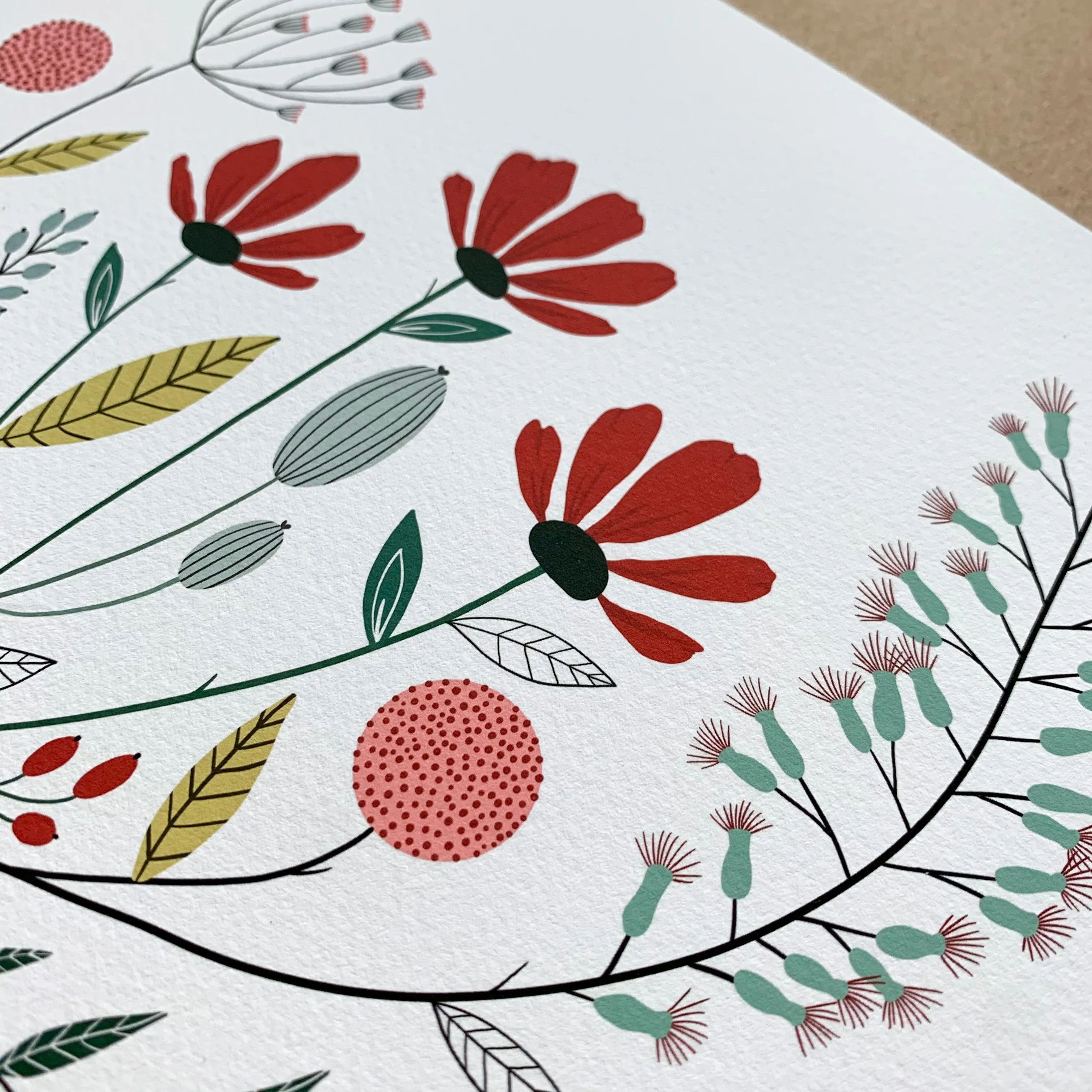 Vintage Florals Wildflower Bouquet Fine Art Print, Botanical Print of Original Digital Drawing, 8x10in