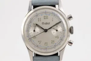 Vintage! Gallet Multichron 45 Chrono Silver Arabic Dial 35mm Men's Watch