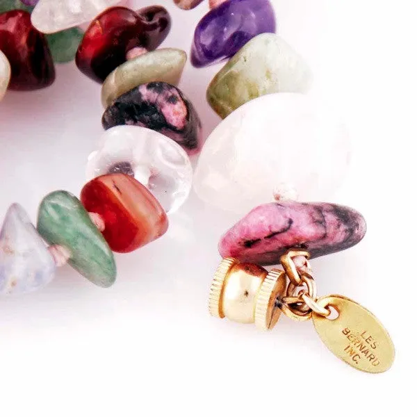 Vintage Gemstone Necklace Les Bernard 30" Long