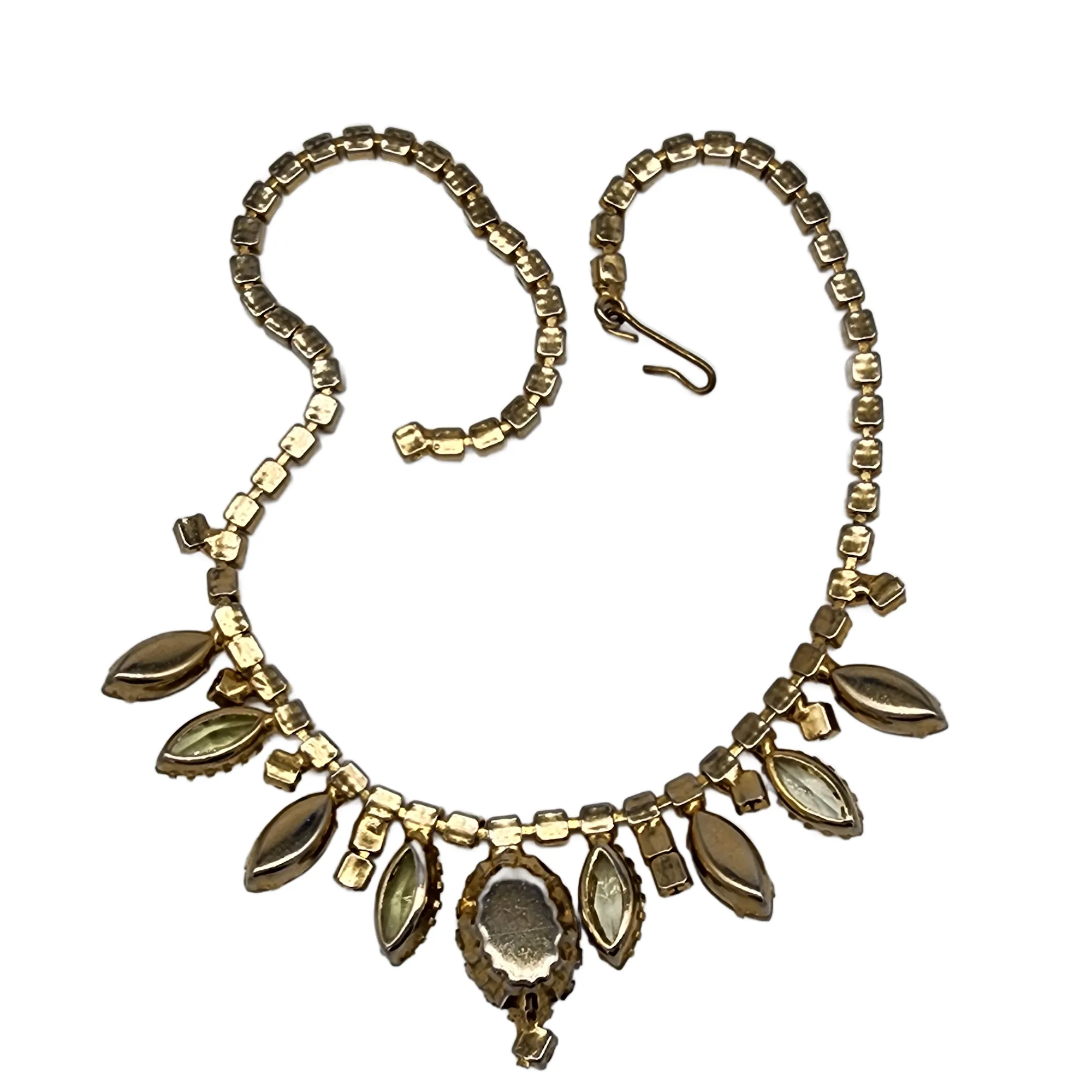 Vintage Geode Art Glass & Rhinestone Necklace