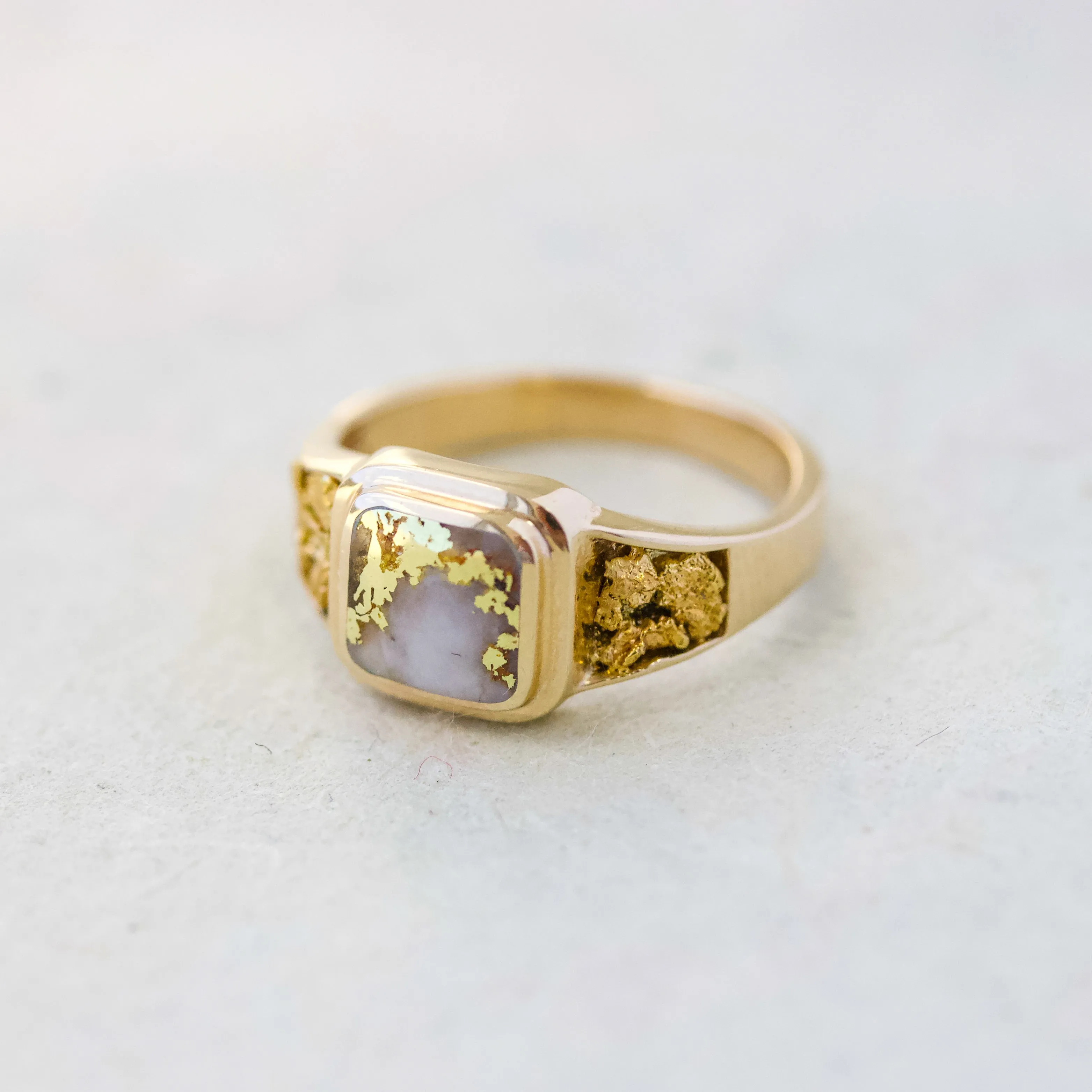 Vintage Gold Quartz & Gold Nugget Ring,14k