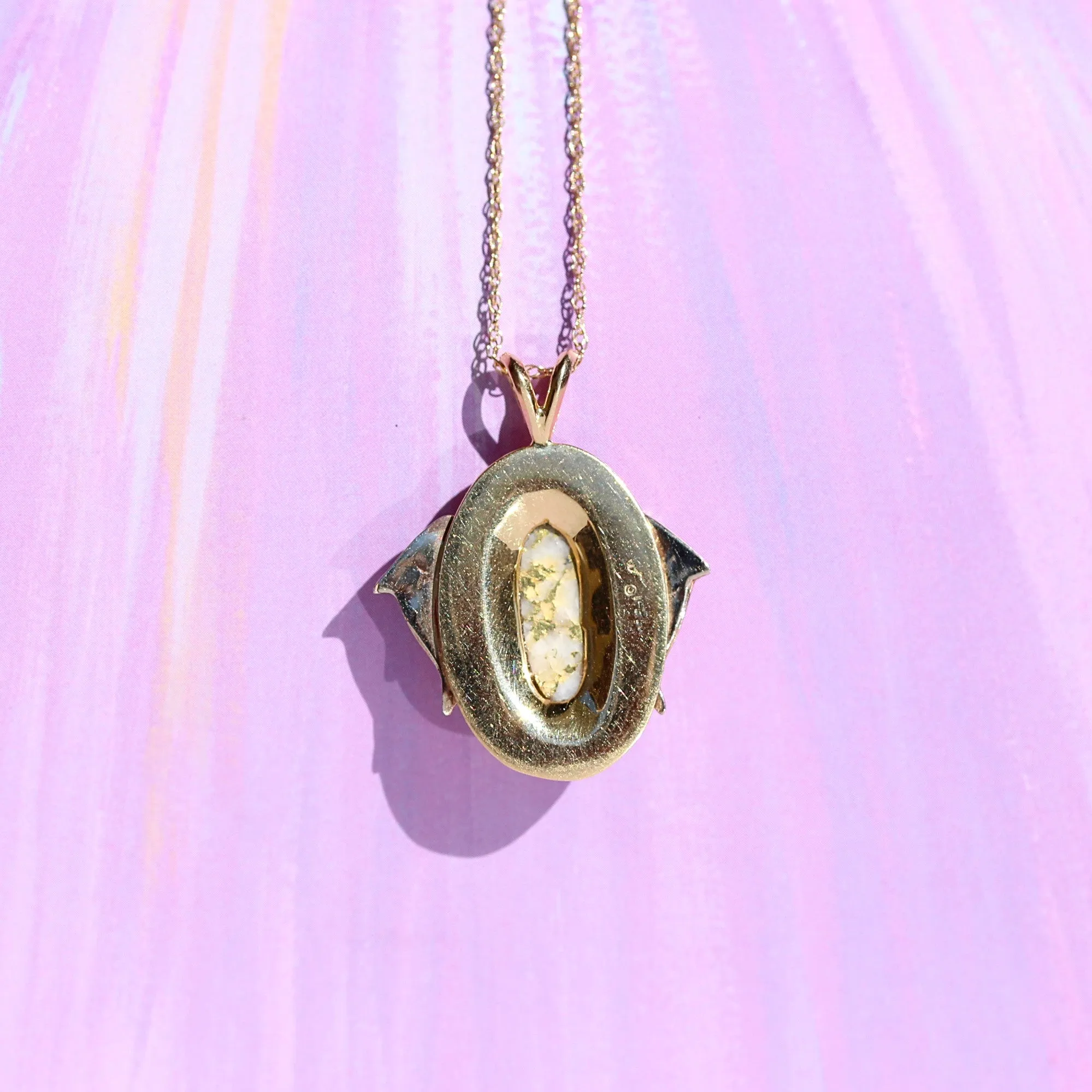 Vintage Gold Quartz Dolphin Pendant, 14k