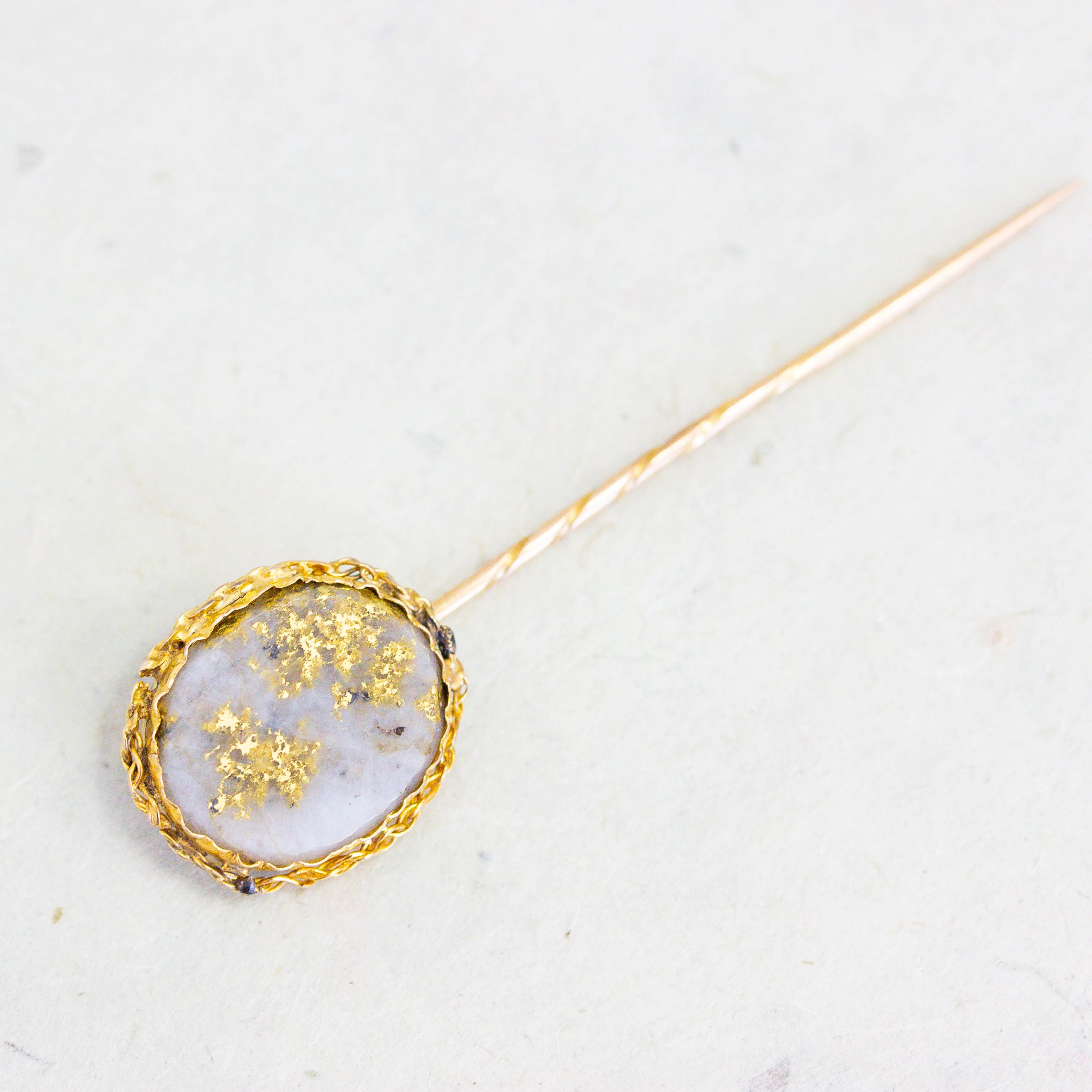 Vintage Gold Quartz Stickpin, 14k