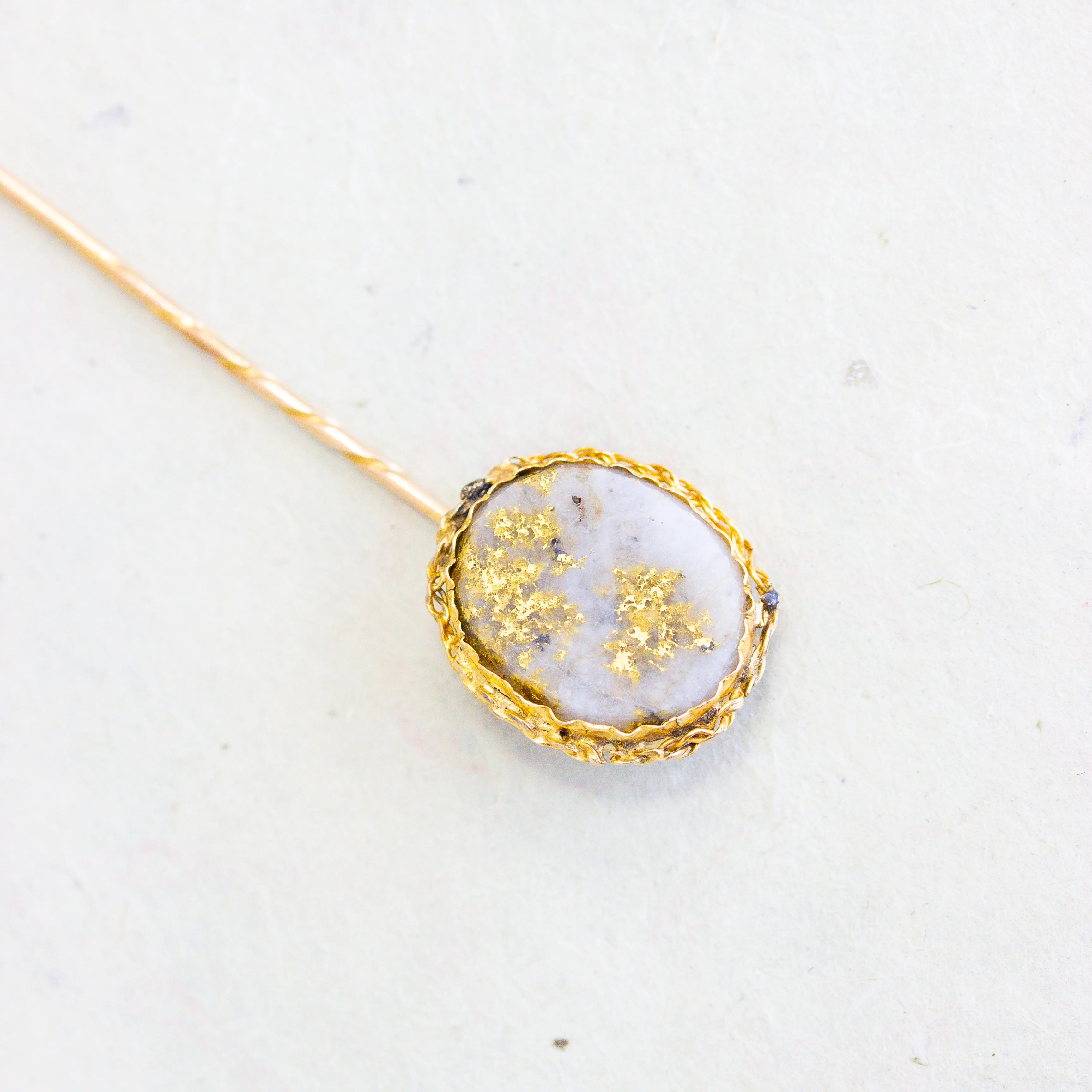 Vintage Gold Quartz Stickpin, 14k