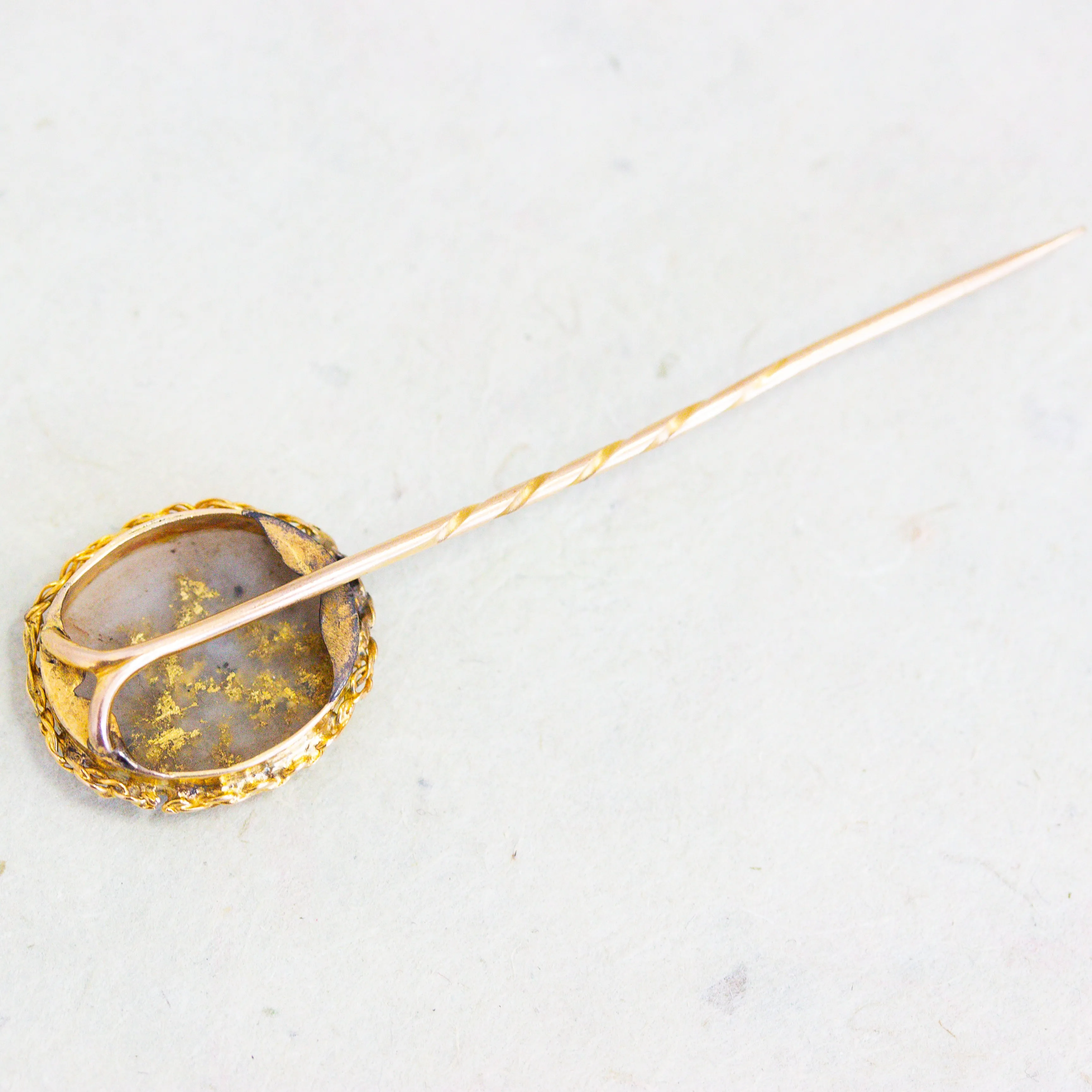 Vintage Gold Quartz Stickpin, 14k