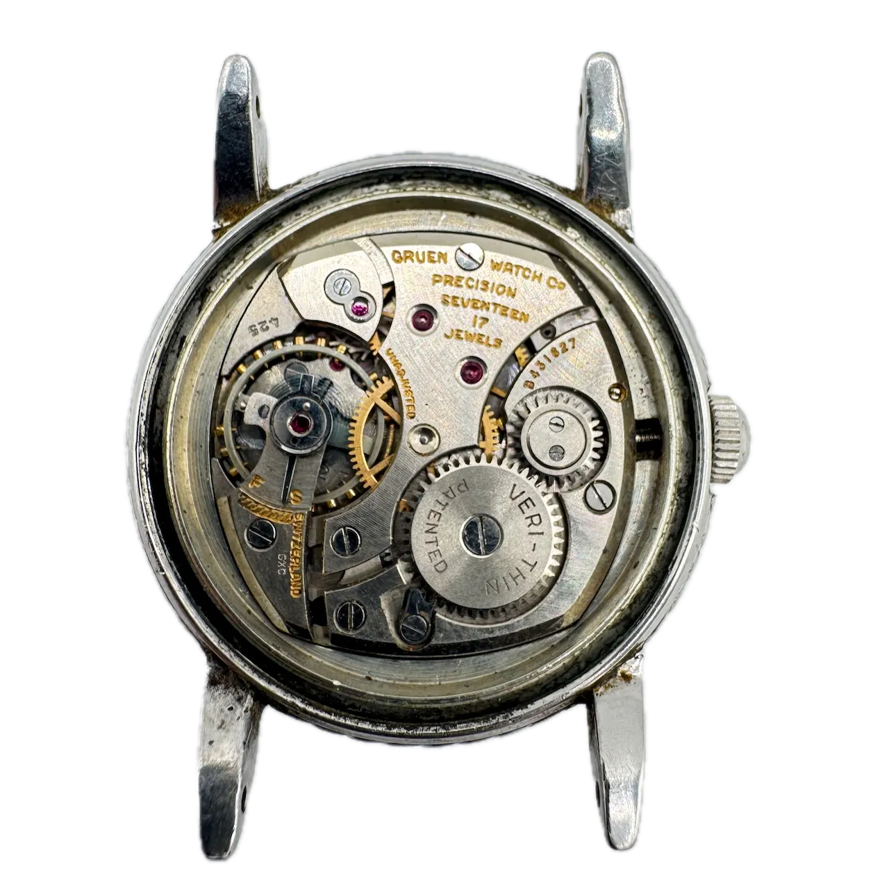 Vintage Gruen 421-725 Veri-thin Men's Mechanical Wristwatch 425 Swiss Steel