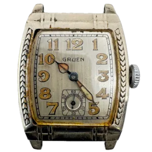 Vintage Gruen Art Deco Men's Mechanical Wristwatch 315 Swiss White Gold FIlled