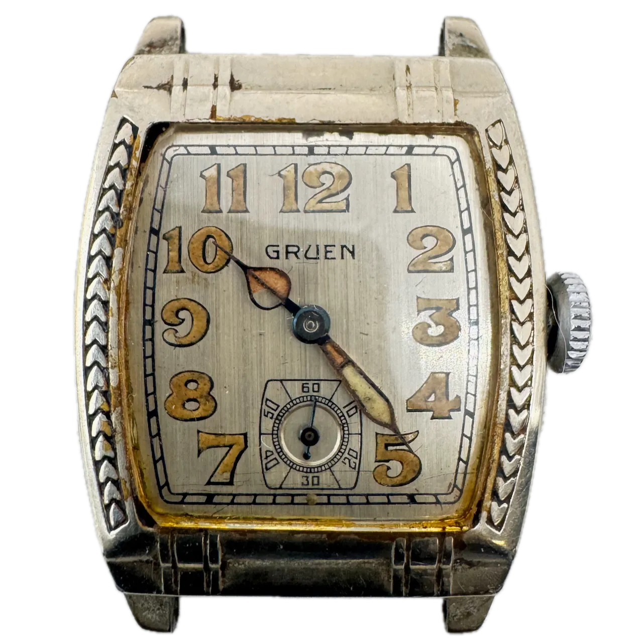 Vintage Gruen Art Deco Men's Mechanical Wristwatch 315 Swiss White Gold FIlled