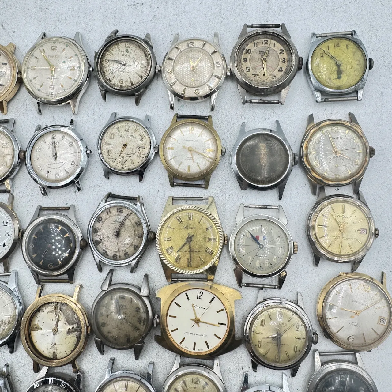 Vintage Gruen, Benrus, Caravelle, etc. Lot of 50 Men's Mechanical Wristwatch 6