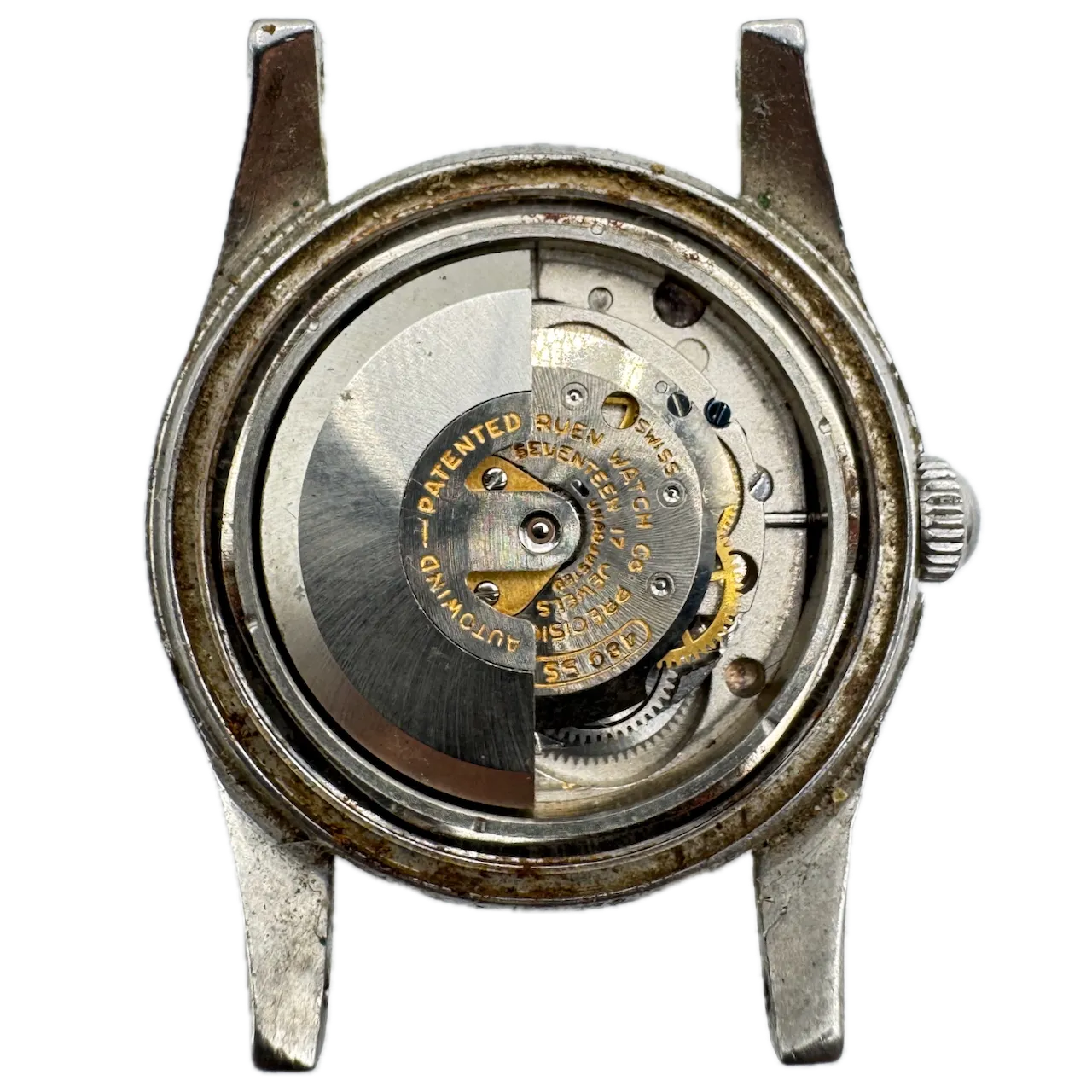 Vintage Gruen Honeycomb Dial Men's Automatic Wristwatch 480 SS Swiss Steel