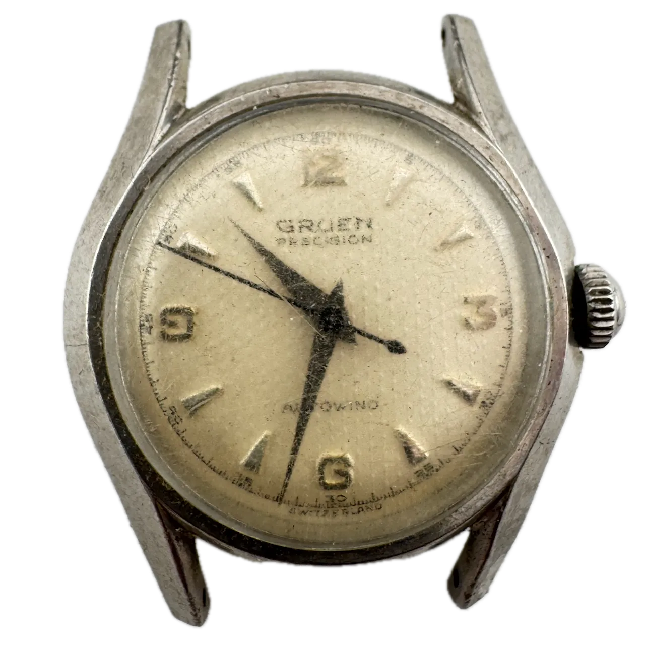 Vintage Gruen Honeycomb Dial Men's Automatic Wristwatch 480 SS Swiss Steel