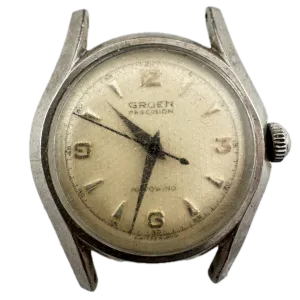 Vintage Gruen Honeycomb Dial Men's Automatic Wristwatch 480 SS Swiss Steel