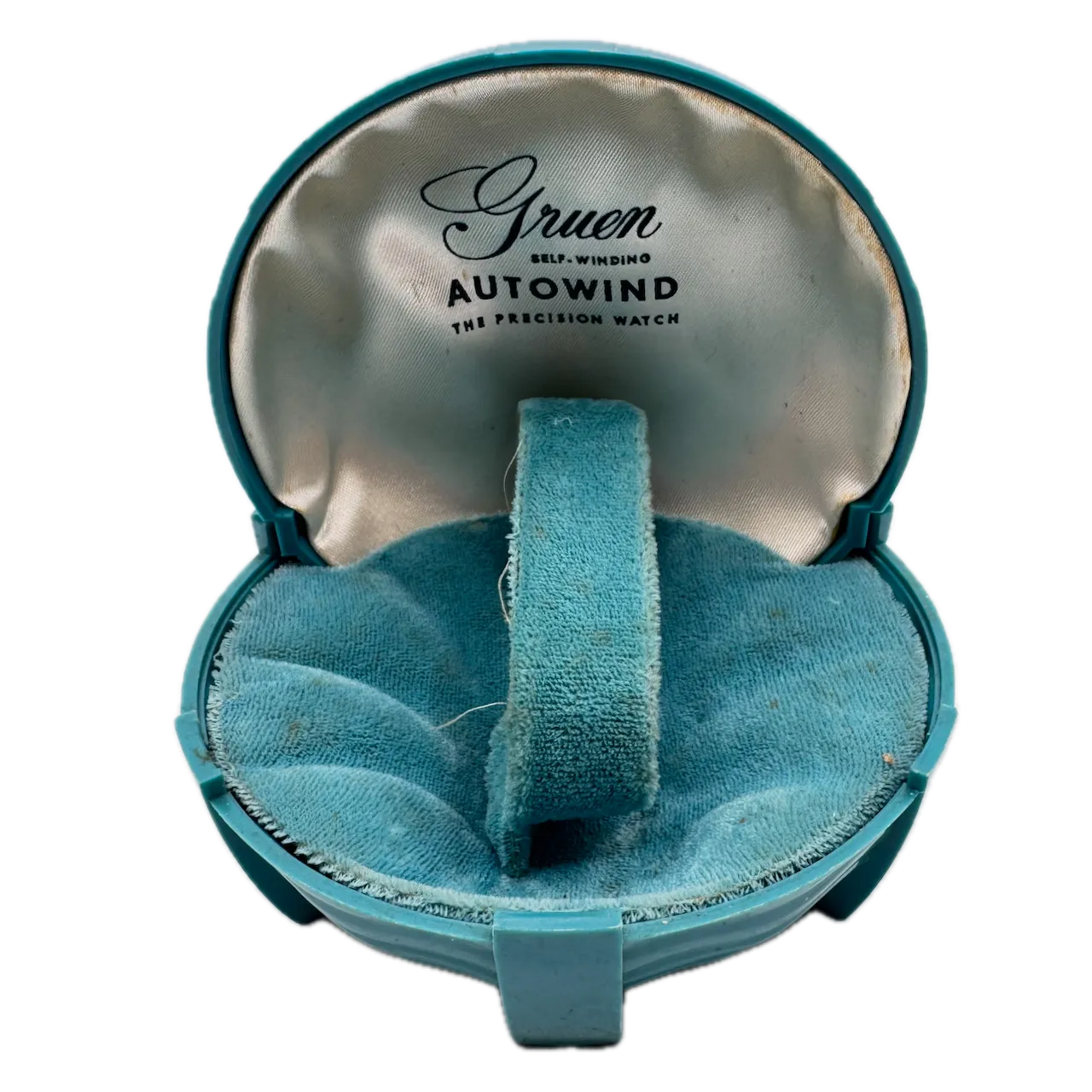 Vintage Gruen Precision, Crest Logo Clam Shell Men's Wristwatch Box Plastic