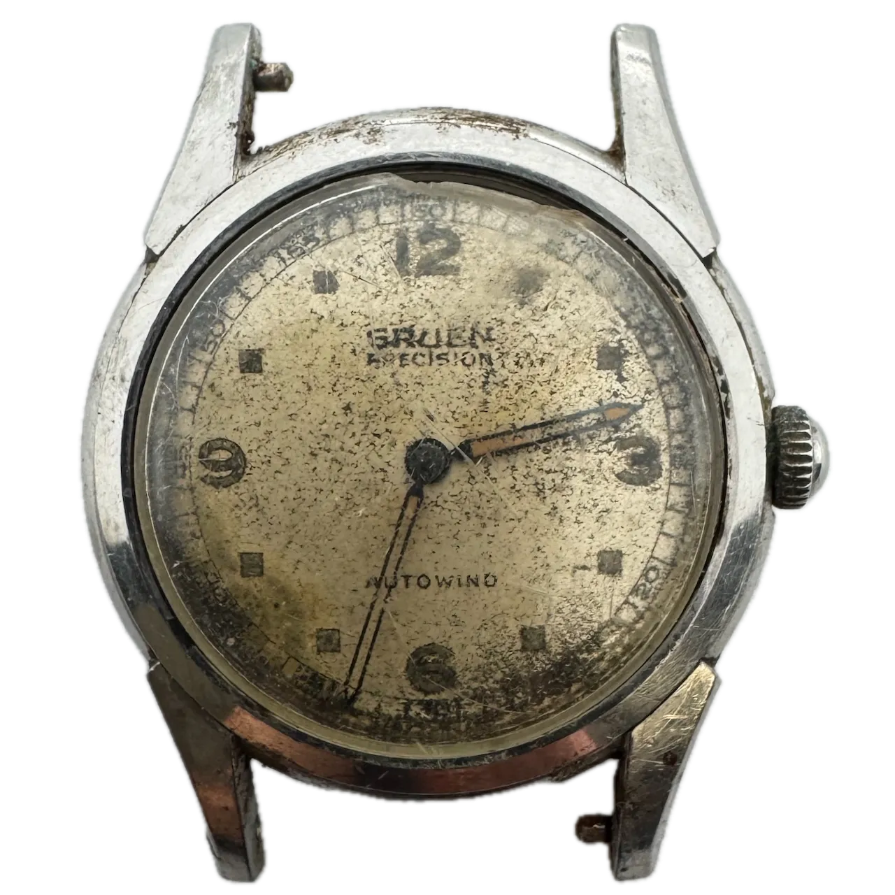 Vintage Gruen Precision Military Style Men's Bumper Automatic Wristwatch Steel