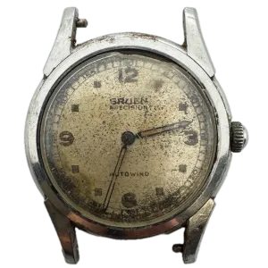 Vintage Gruen Precision Military Style Men's Bumper Automatic Wristwatch Steel
