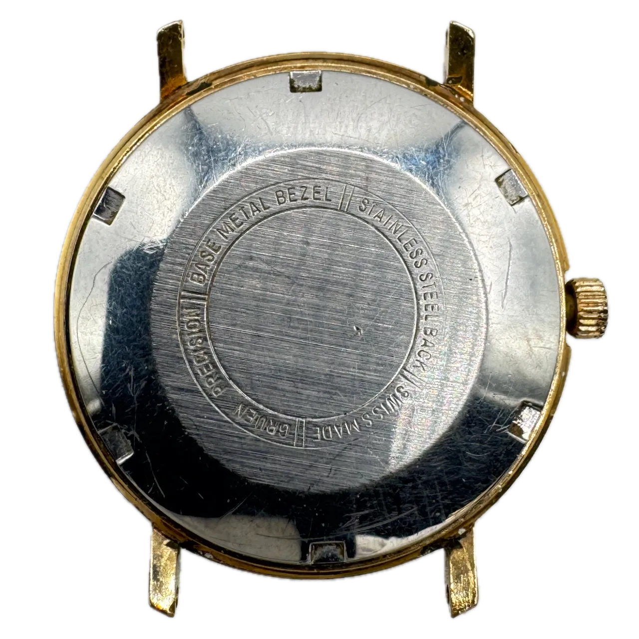 Vintage Gruen Yellow Fade Day Date Men's Mechanical Wristwatch 790 CD Gold Tone