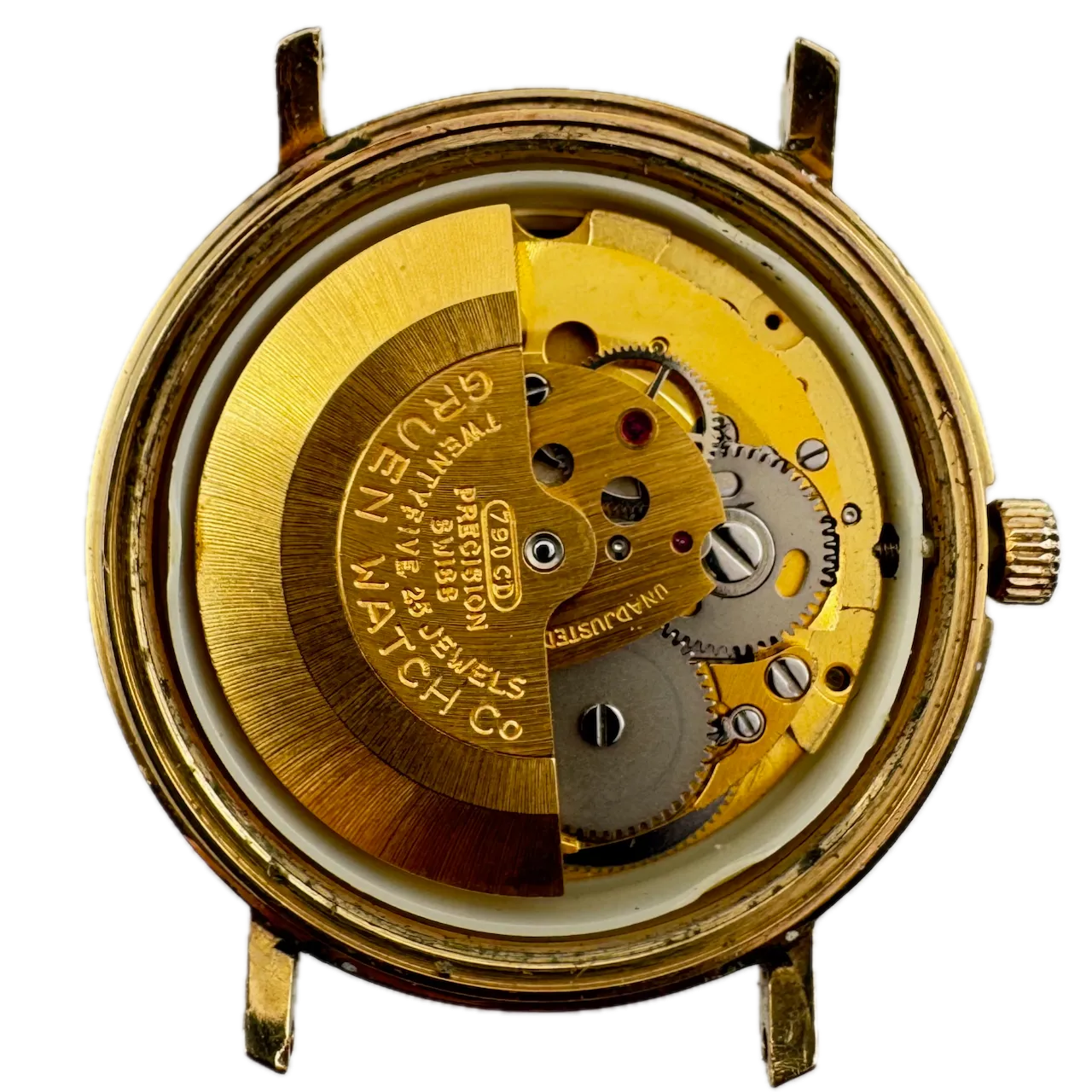 Vintage Gruen Yellow Fade Day Date Men's Mechanical Wristwatch 790 CD Gold Tone