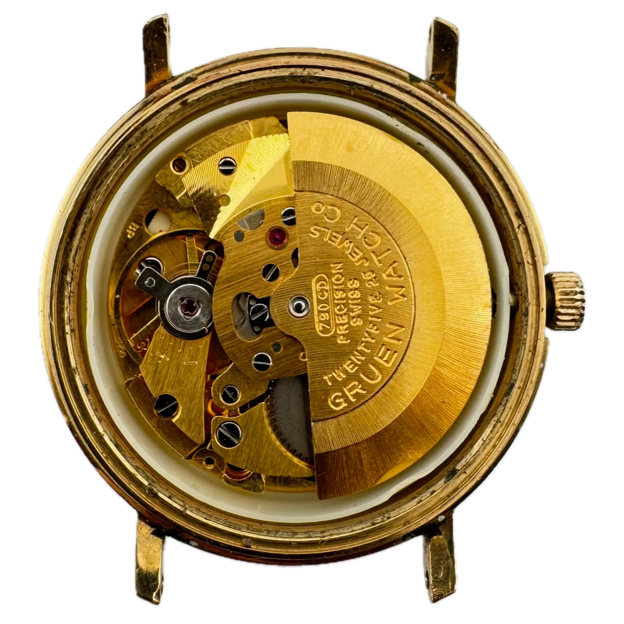 Vintage Gruen Yellow Fade Day Date Men's Mechanical Wristwatch 790 CD Gold Tone