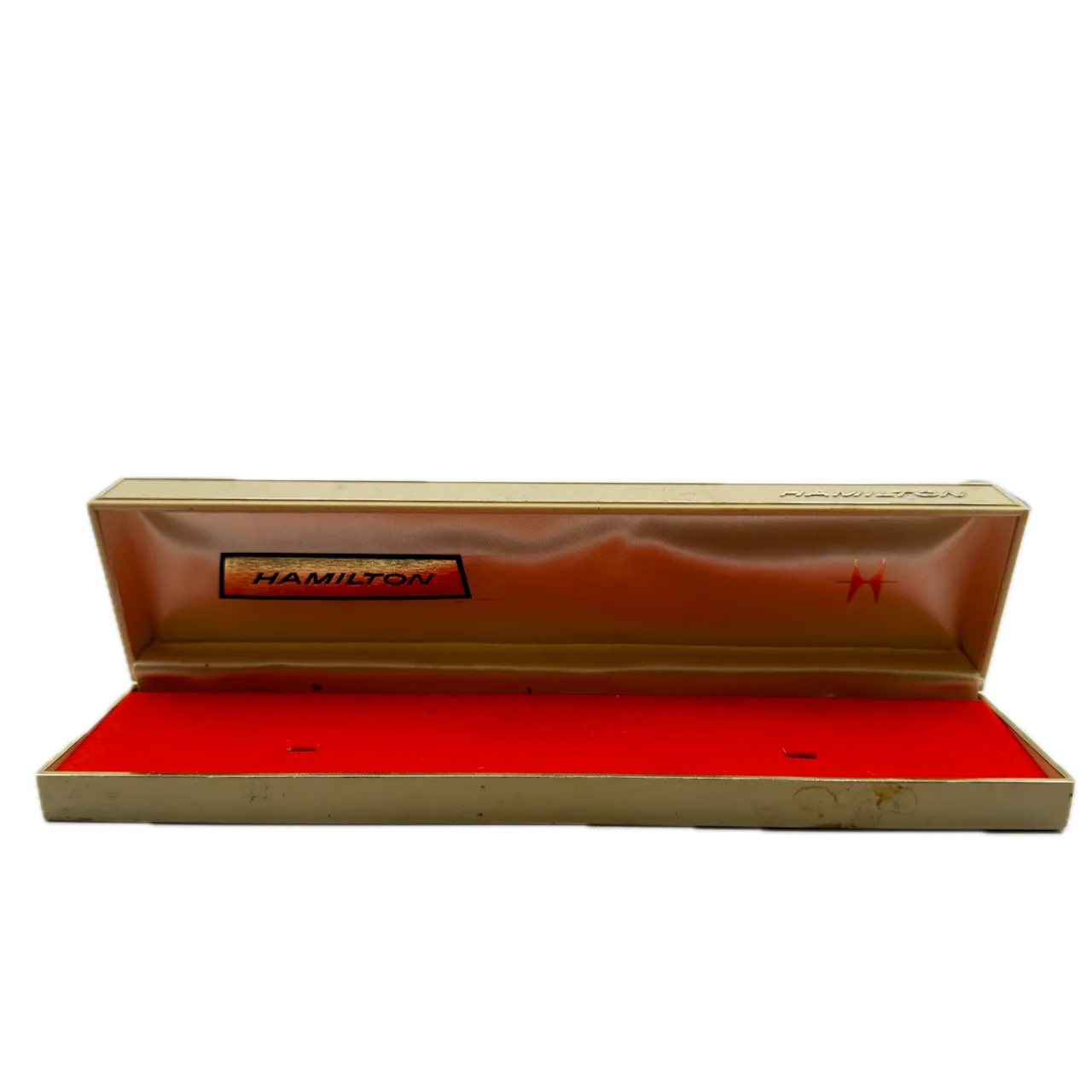 Vintage Hamilton Beige Men's Wristwatch Box USA Red Felt Lined & Plastic