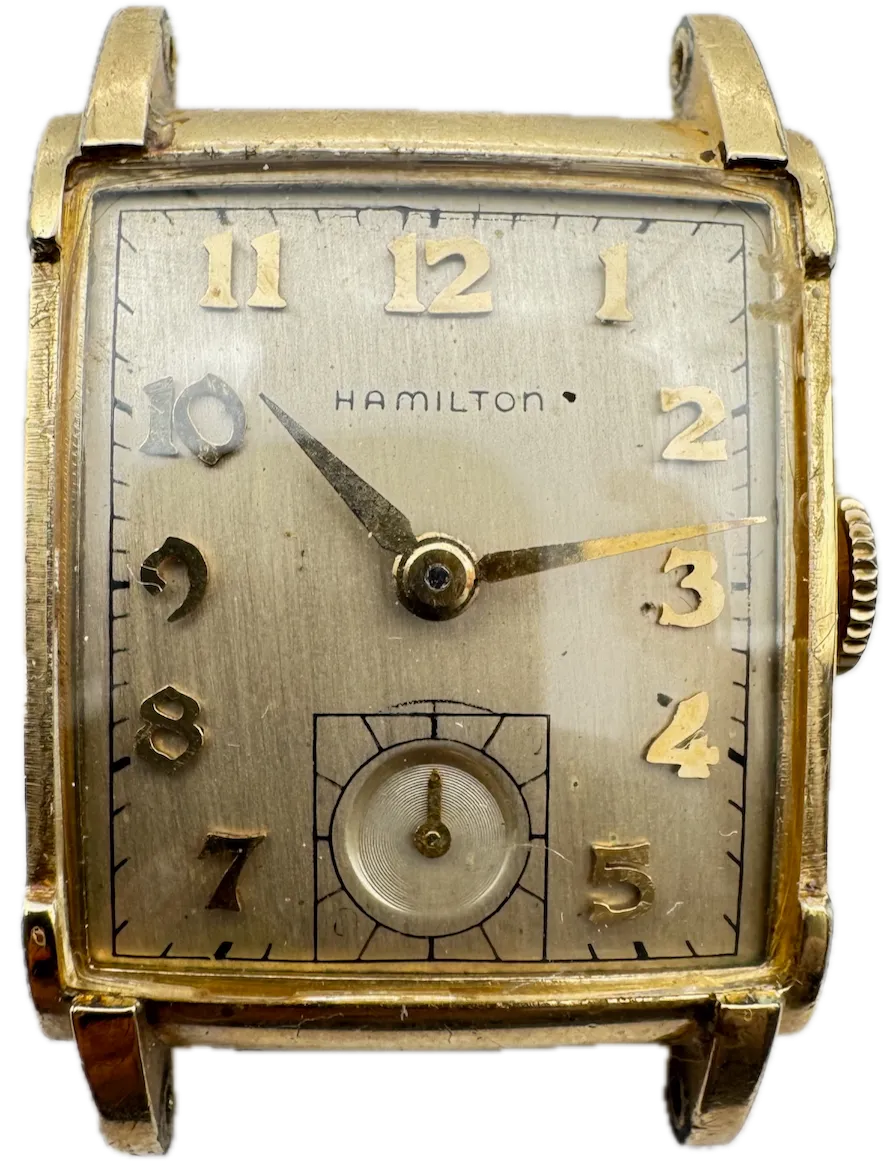 Vintage Hamilton Rectangular Men's Mechanical Wristwatch 982 USA 14k GF