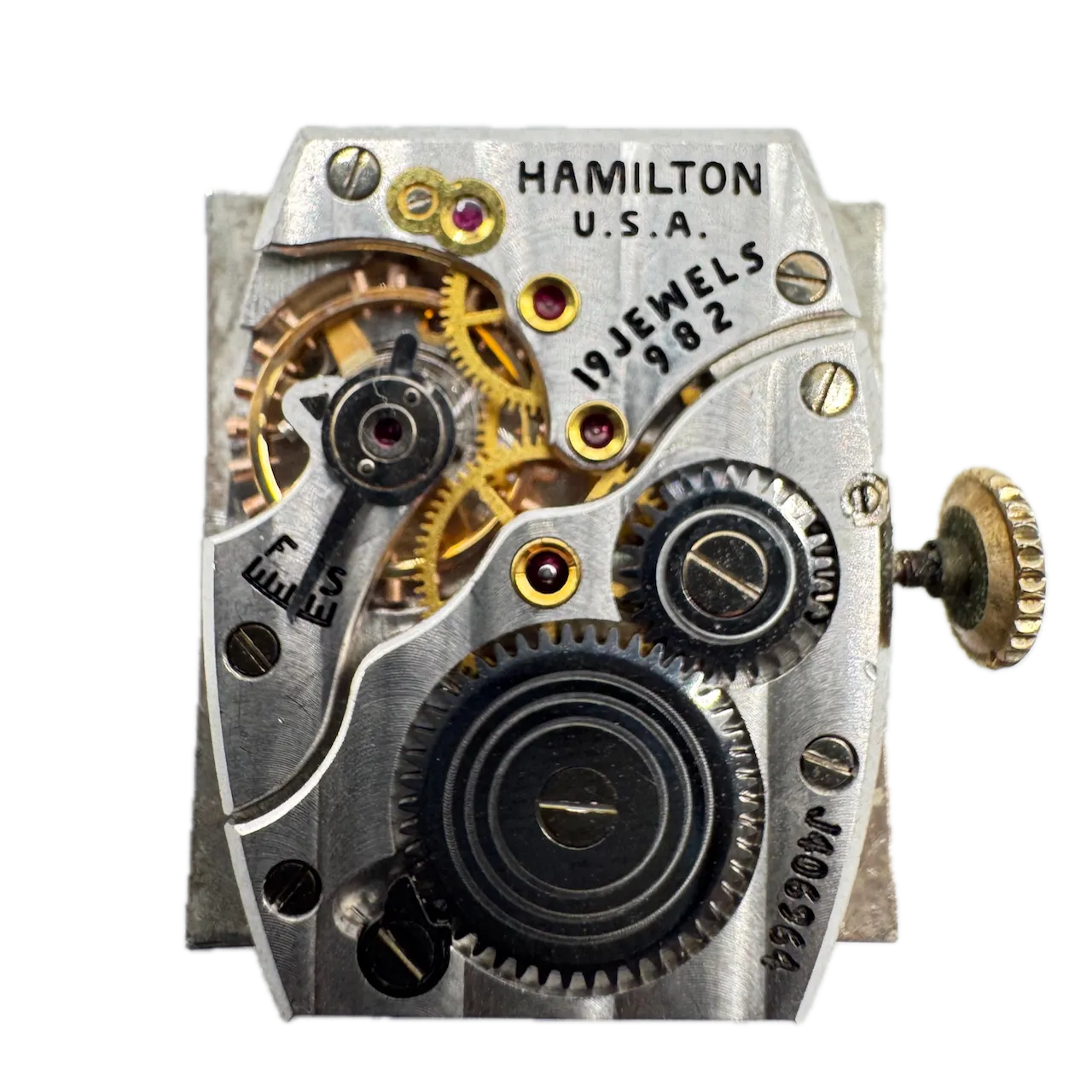 Vintage Hamilton Rectangular Men's Mechanical Wristwatch 982 USA 14k GF