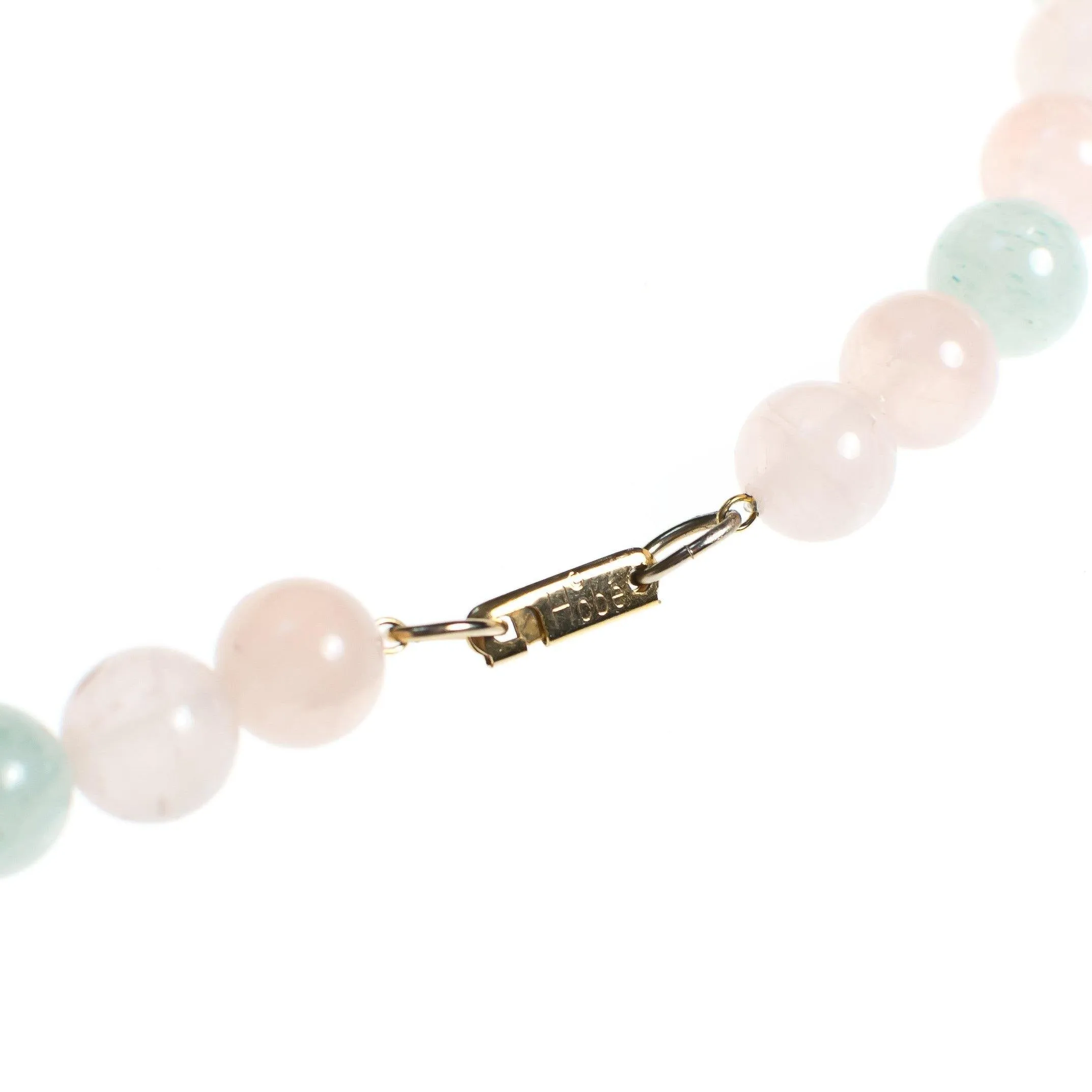 Vintage Hobe Rose Quartz and Jade Polished Bead Necklace