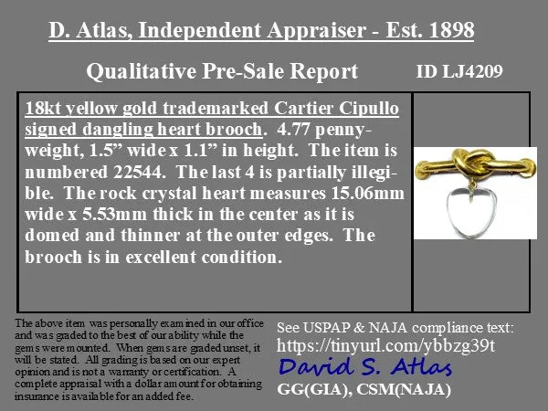 Vintage Knot Crystal Heart Brooch by Aldo Cipullo for Cartier