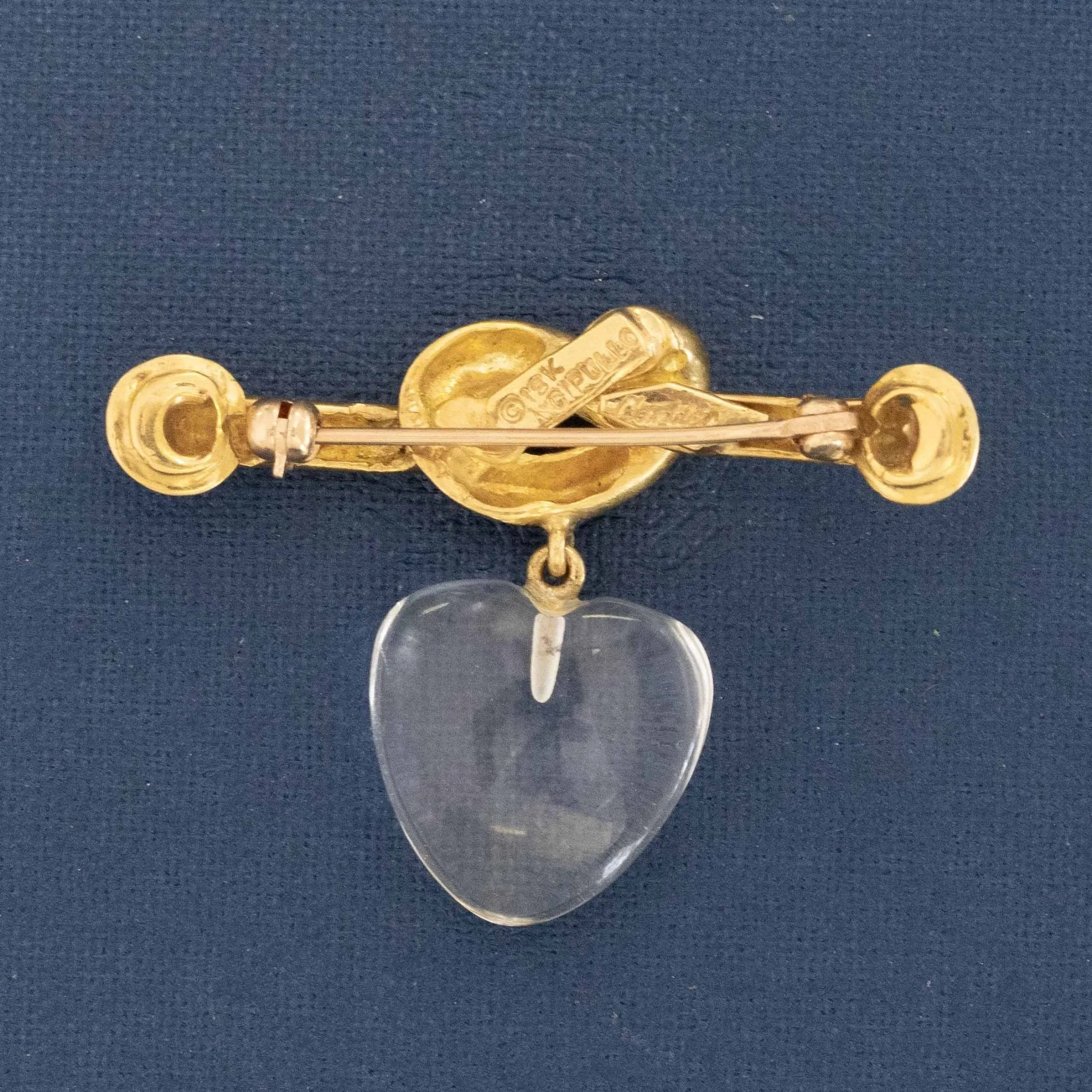 Vintage Knot Crystal Heart Brooch by Aldo Cipullo for Cartier