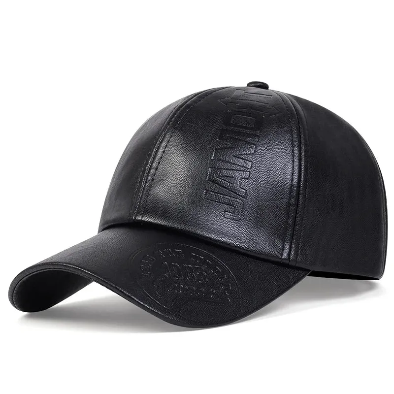 Vintage Leather Baseball Cap - Men's Fashion Hip Hop Sports Army Military Hat, British Cowhide Leather Hats