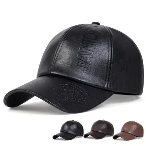 Vintage Leather Baseball Cap - Men's Fashion Hip Hop Sports Army Military Hat, British Cowhide Leather Hats