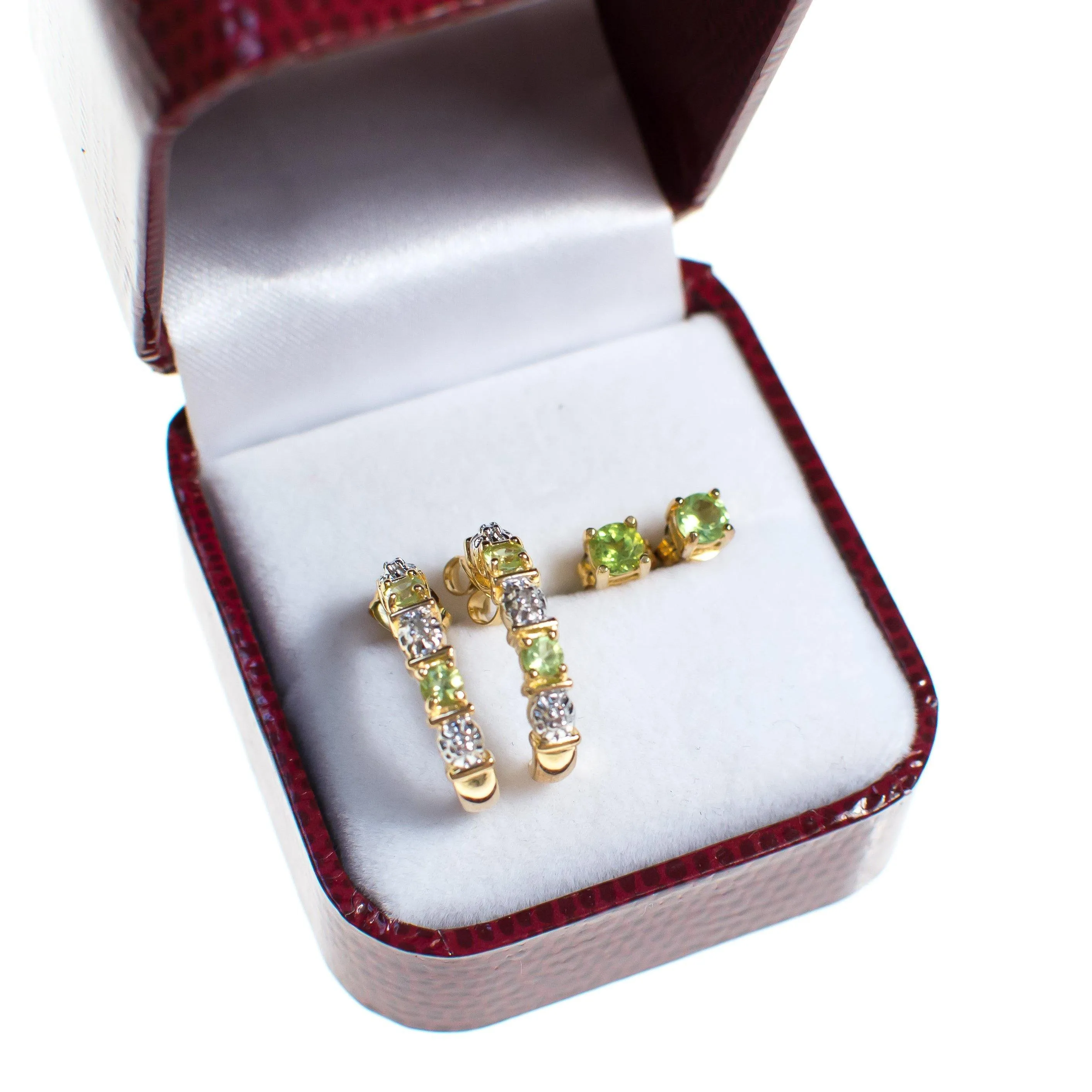 Vintage Lemon Citrine and Diamond 18kt Gold Over Sterling Silver Half Hoop Earrings