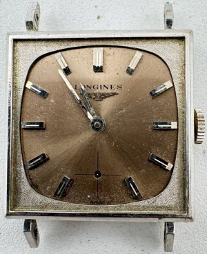 Vintage Longines Grey Sunburst Men's Mechanical Wristwatch Swiss 10k White GF