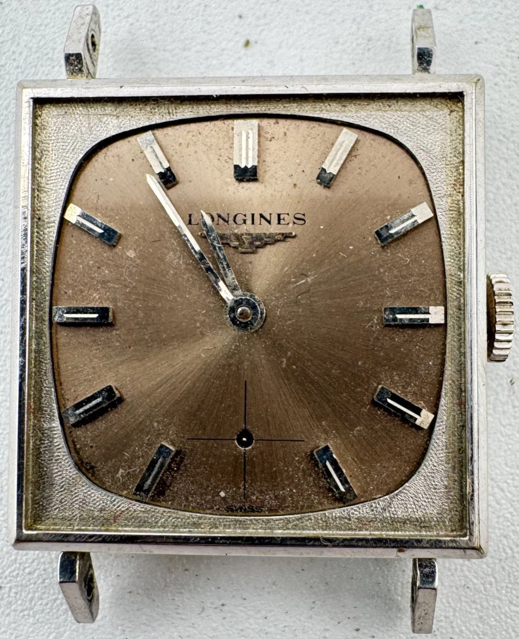 Vintage Longines Grey Sunburst Men's Mechanical Wristwatch Swiss 10k White GF