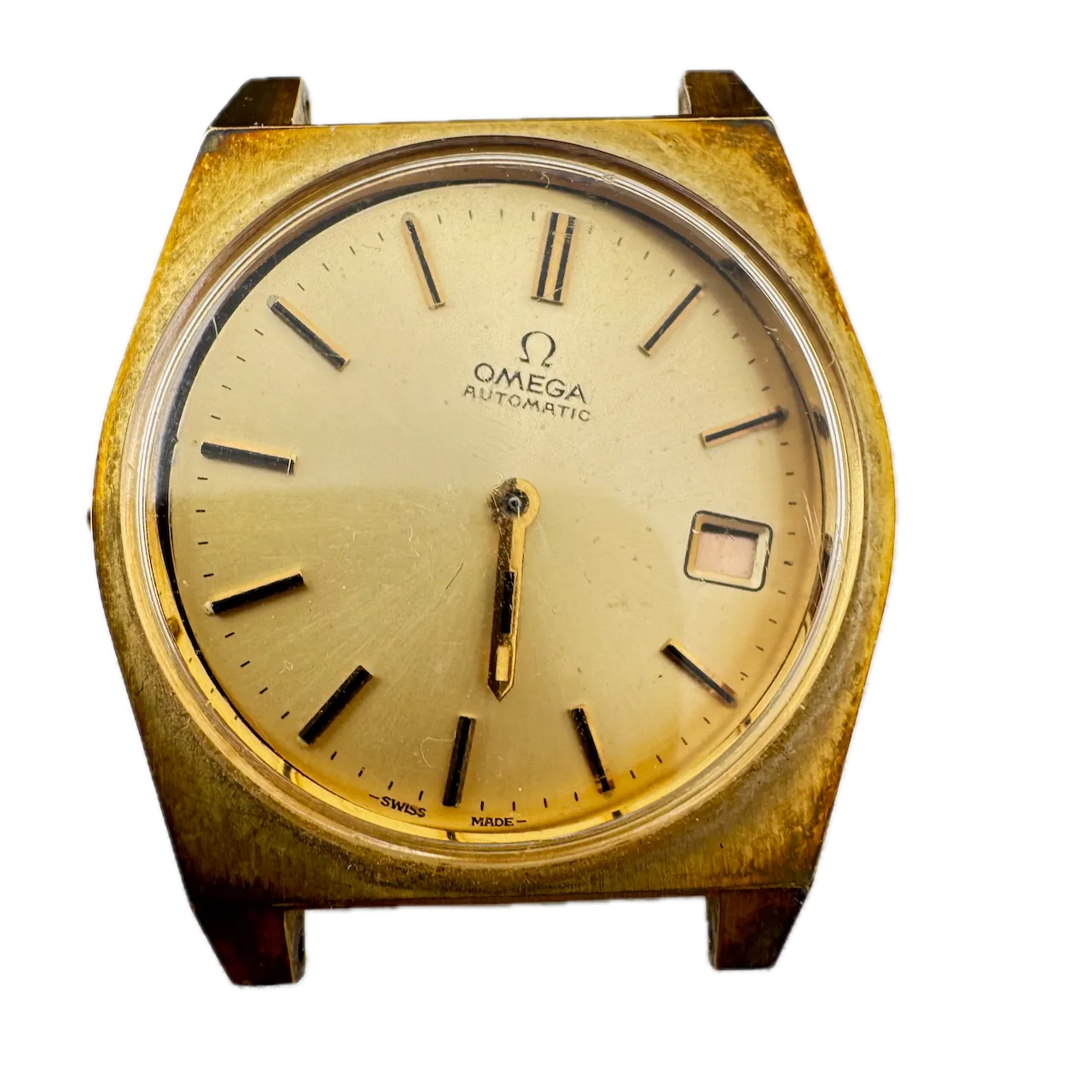 Vintage Omega 166.0163 Tonneau Sunburst Date Men's Automatic Wristwatch 1016