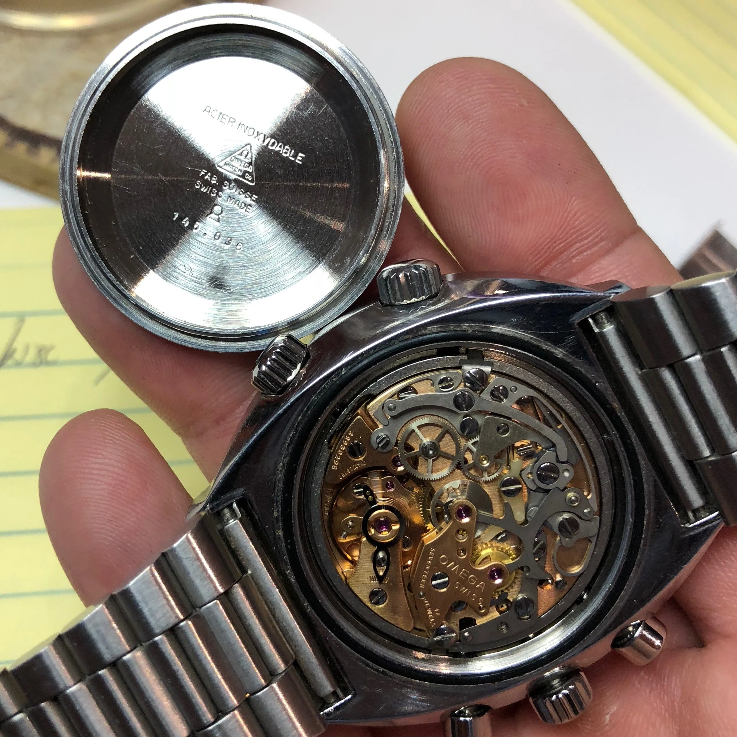 Vintage Omega Flightmaster 145.036 Steel Chronograph Cal. 911 Tropical Brown Wristwatch