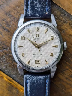 Vintage Omega Seamaster Calendar Waffle Dial - Unpolished w/ original buckle. Serviced.