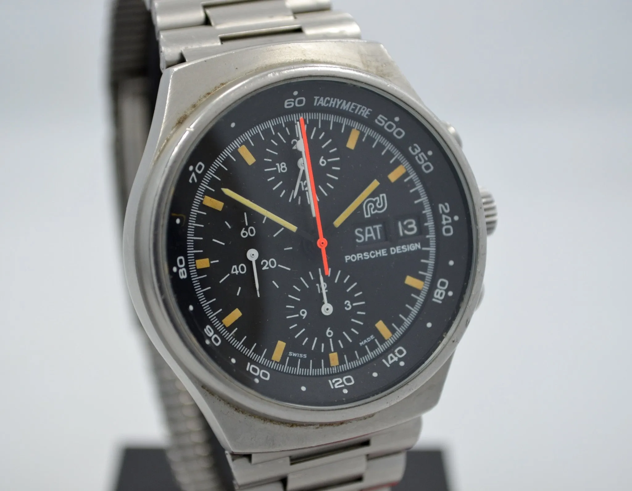 Vintage ORFINA PORSCHE DESIGN 7176 Chronograph Auto Lemania 5100 Steel Watch
