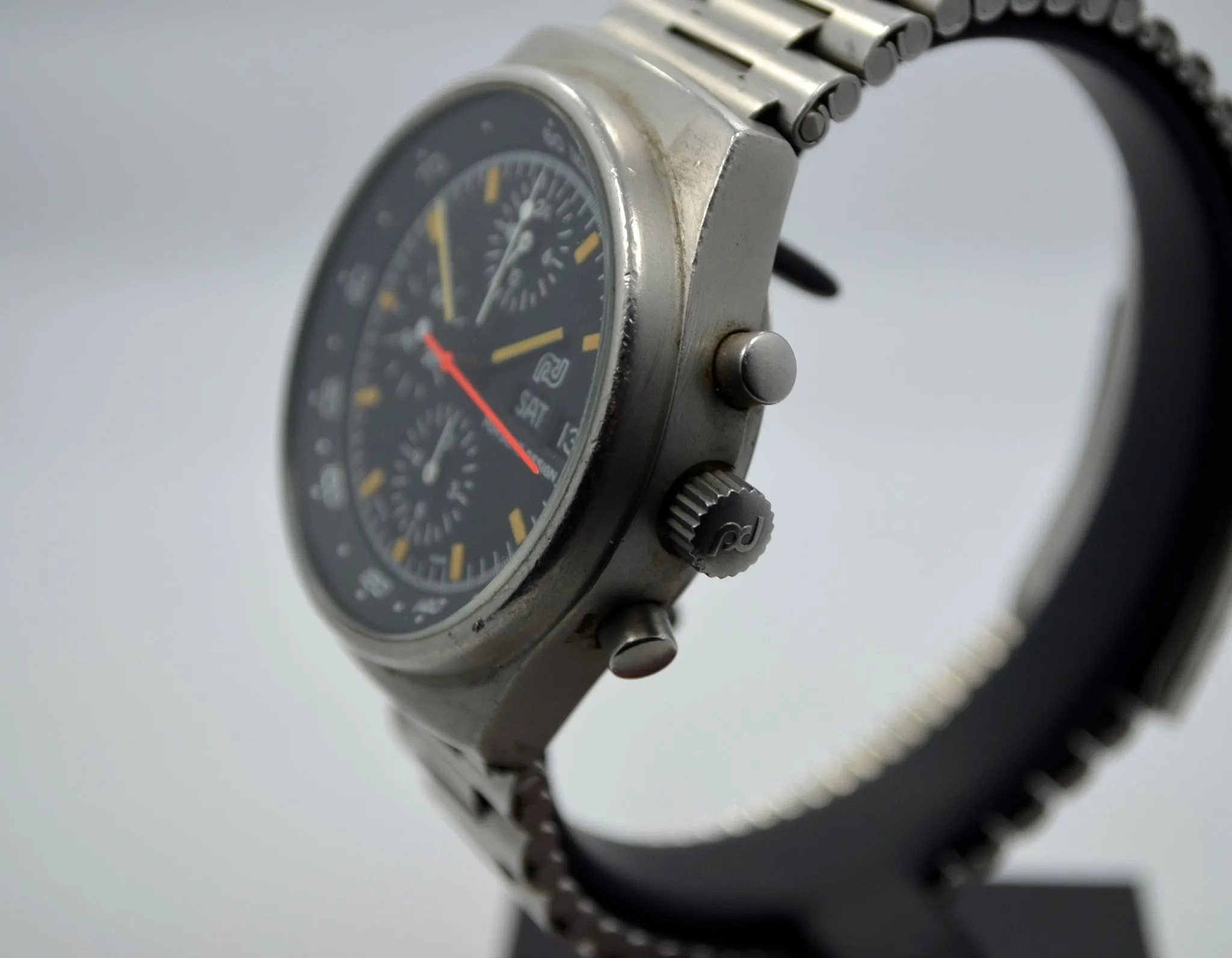 Vintage ORFINA PORSCHE DESIGN 7176 Chronograph Auto Lemania 5100 Steel Watch