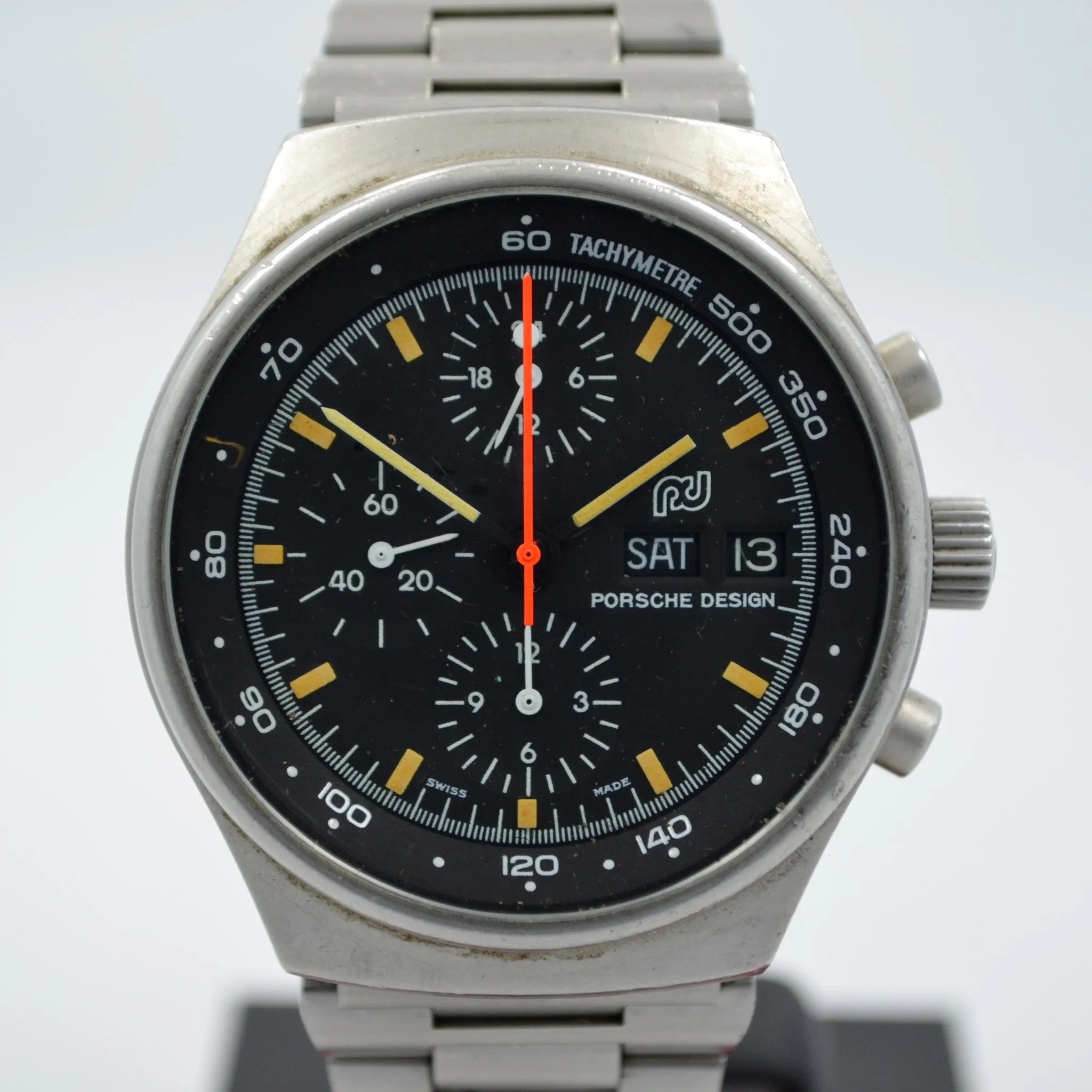 Vintage ORFINA PORSCHE DESIGN 7176 Chronograph Auto Lemania 5100 Steel Watch