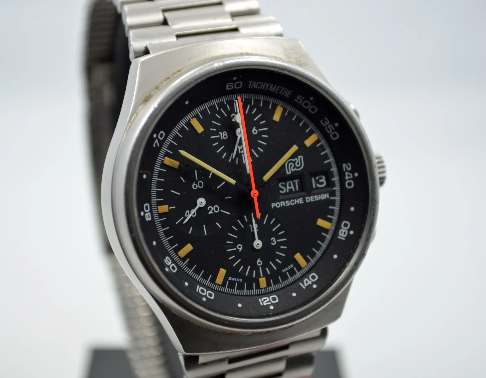 Vintage ORFINA PORSCHE DESIGN 7176 Chronograph Auto Lemania 5100 Steel Watch