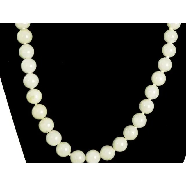 Vintage Pale Green Quartz Bead Necklace 14K Clasp 20"