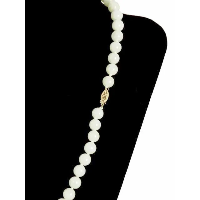 Vintage Pale Green Quartz Bead Necklace 14K Clasp 20"
